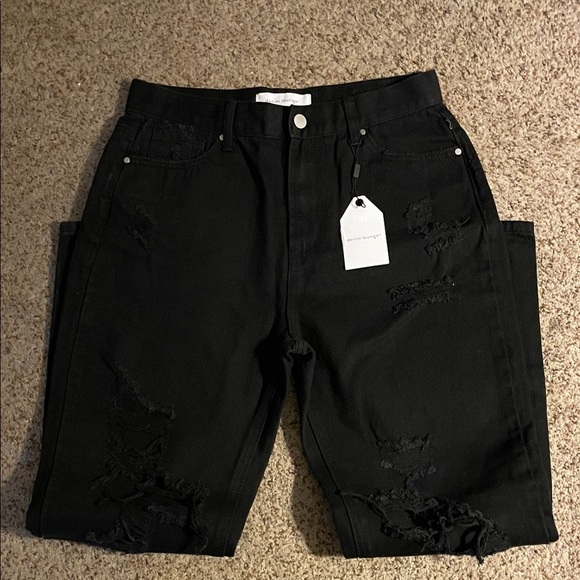 Womens Black Distressed Jeans - Picture 2 of 5
